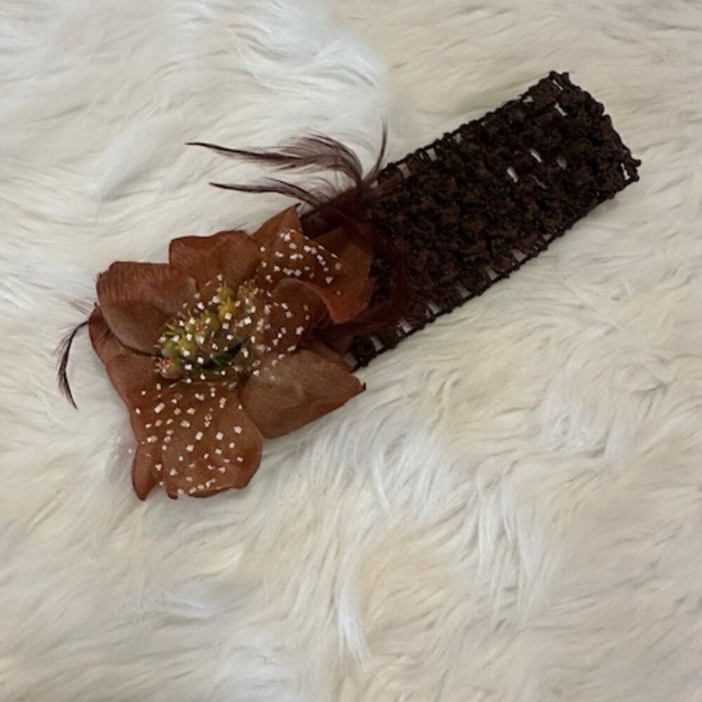 Brown Flower Daisy on a Waffle Headband     7932  Handmade NWT Boutique